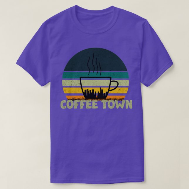Camiseta Diseño de sol retro de Coffee Town 2 (Diseño del anverso)