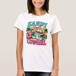 Camiseta Diseño de sombrero de vaquera de playa occidental 