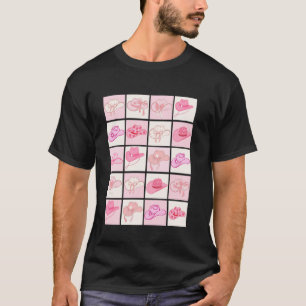 Camiseta Diseño de sombreros de vaquera con tablero de ajed