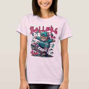 Camiseta Diseño de Streetwear de Skate Callejero de Gato Ri