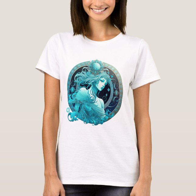 Camiseta Diseño de sublimación del Rótulo Zodiaco Aquarius, (Anverso)