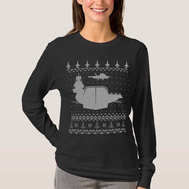 Camiseta Diseño de sudadera para portaaviones Navidades feo (Anverso)
