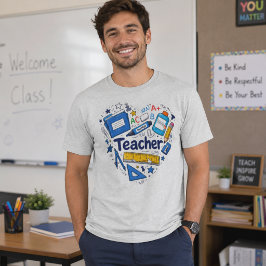 Camiseta Diseño de suministros escolares para maestros en e