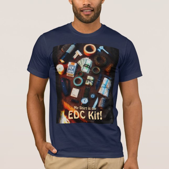Camiseta Diseño de supervivientes de prepper Kit EDC (Anverso)
