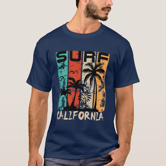 Camiseta Diseño de surf de verano de la playa de California (Anverso)