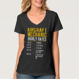 Camiseta Diseño De Tarifas Horarias Mecánicas Para Aeronave