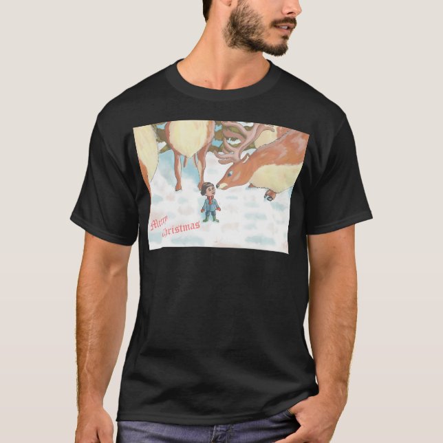 Camiseta Diseño de tarjetas de Navidades de renos (Anverso)