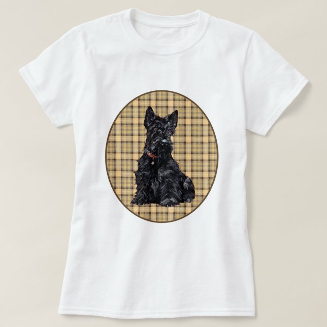 Camiseta Diseño de Tartán de Terrier Escocés (Diseño del anverso)