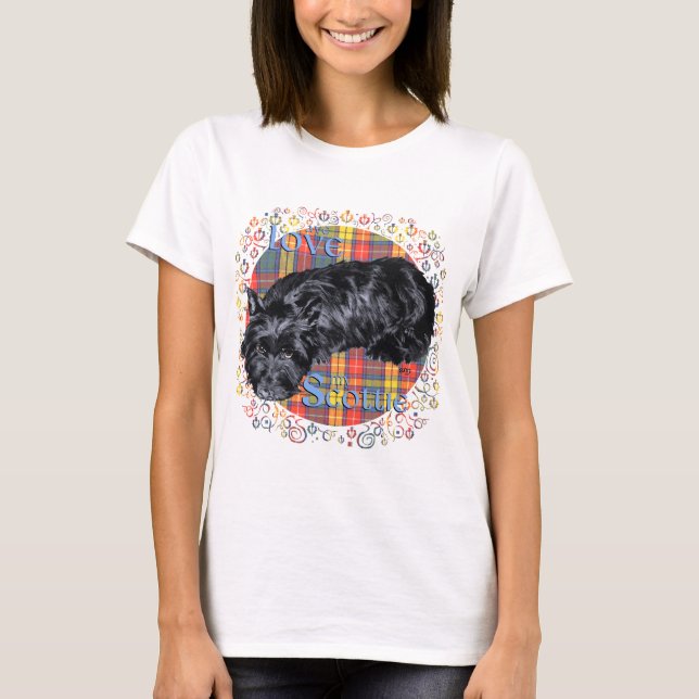 Camiseta Diseño de Tartán de Terrier Escocés (Anverso)