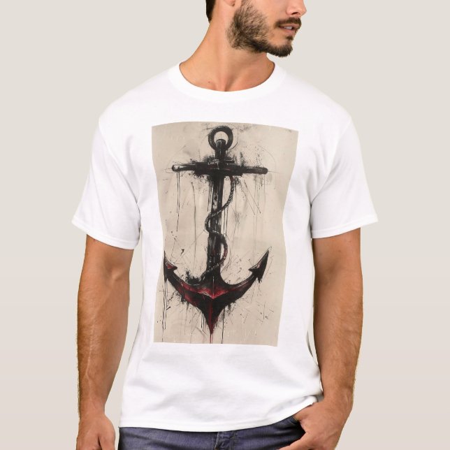 Camiseta Diseño de tatuaje de ancla náutica | Estilo agudo  (Anverso)