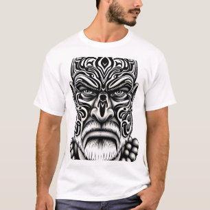 Camiseta Diseño de tatuaje de cara tribal maorí