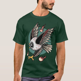 Camiseta Diseño de tatuaje de éisbol volador retro
