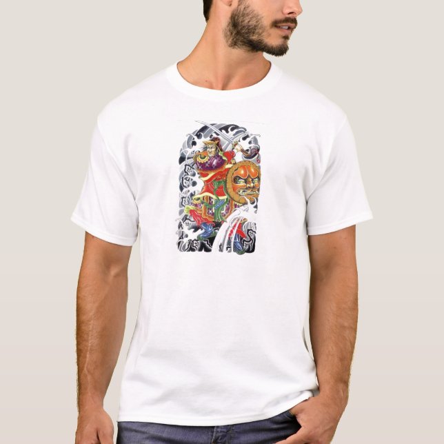 Camiseta Diseño de tatuaje de guerrero samurái (Anverso)