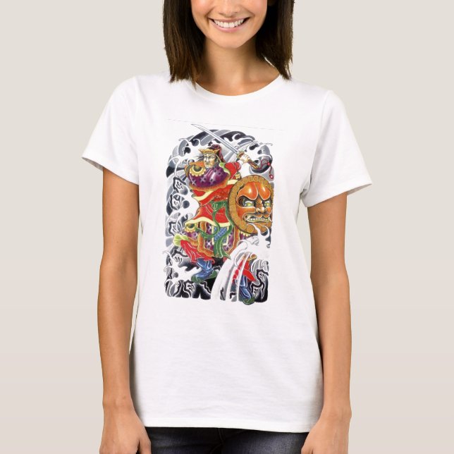 Camiseta Diseño de tatuaje de guerrero samurái (Anverso)