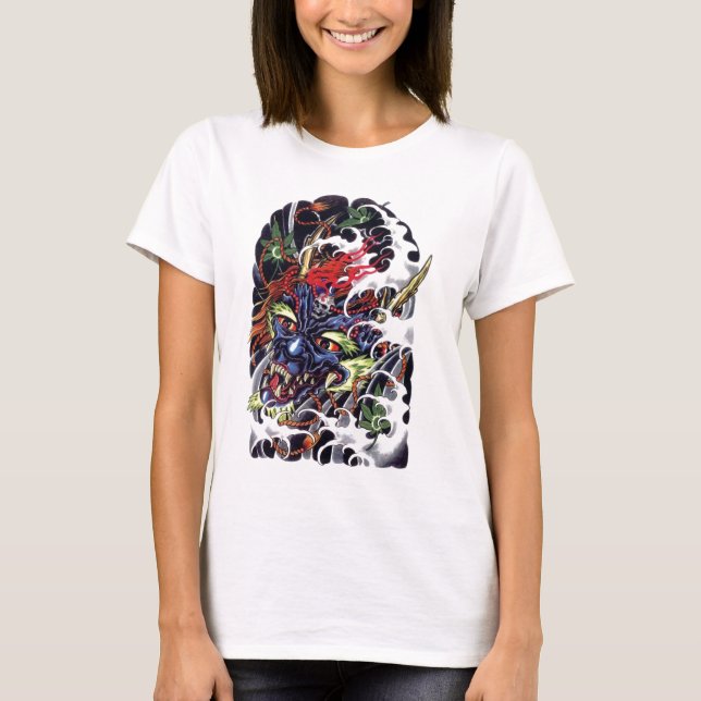 Camiseta Diseño de tatuaje de Oni y Maple (Anverso)