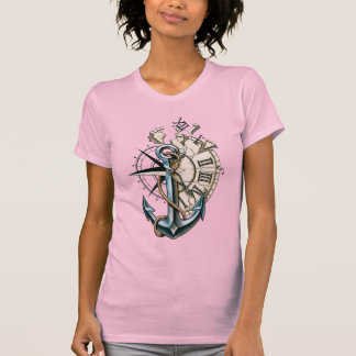 Camiseta Diseño de tatuaje náutico vintage de brújula de re