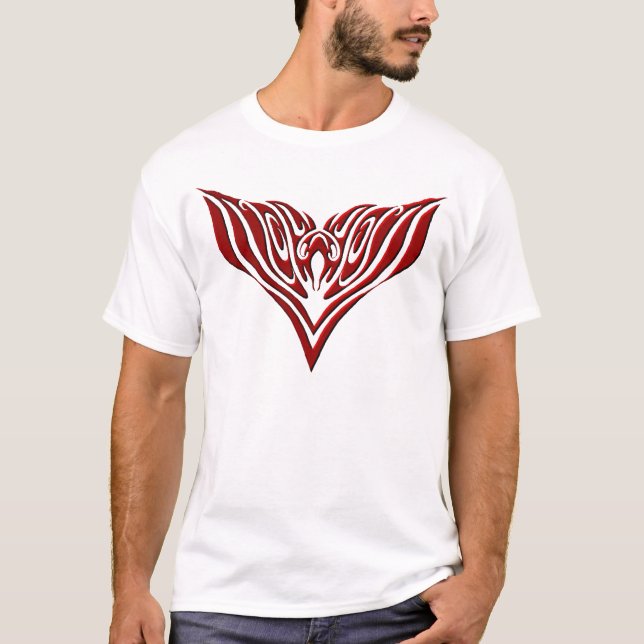 Camiseta Diseño de tatuaje tribal de aves de ala roja (Anverso)