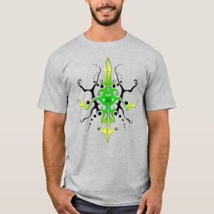 Camiseta Diseño de tatuaje tribal de máscara verde abstract