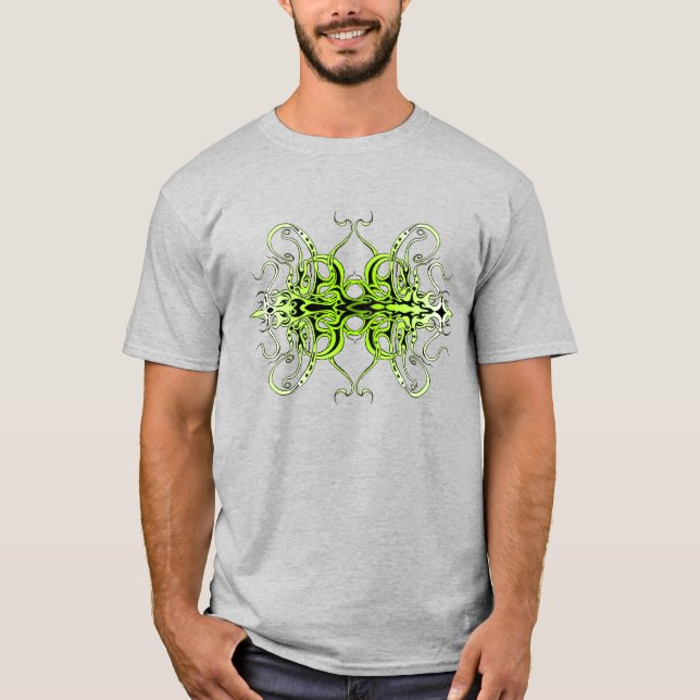 Camiseta Diseño de tatuaje tribal Personalizado verde (Anverso)