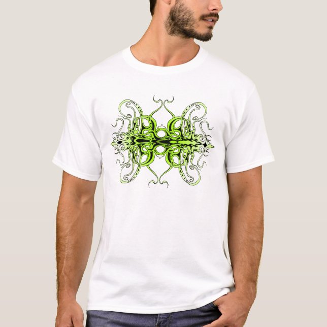 Camiseta Diseño de tatuaje tribal Personalizado verde (Anverso)