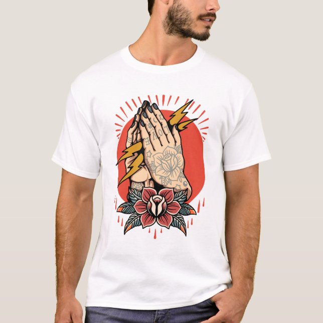 Camiseta Diseño de tatuajes de estilo antiguo de Thunder ca (Anverso)