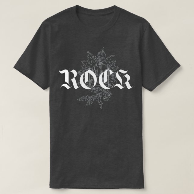 Camiseta diseño de tatuajes de rosa de roca (Diseño del anverso)