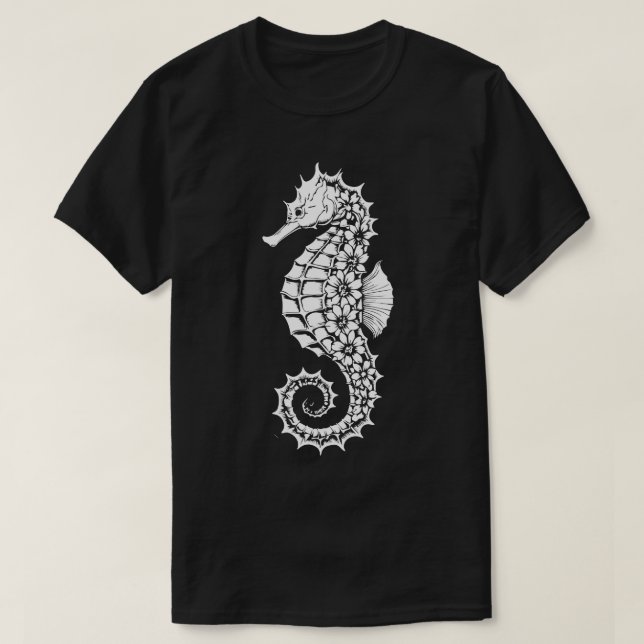 Camiseta diseño de tatuajes góticos de caballito de mar (Diseño del anverso)