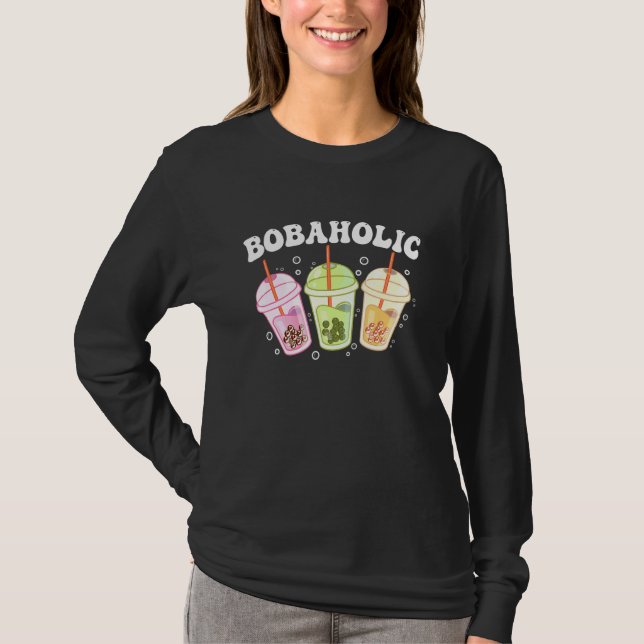 Camiseta Diseño de té Boba para té de burbuja - Boba-Holic (Anverso)