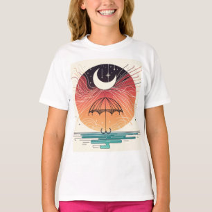 Camiseta Diseño de Tee de Línea de Sueño Boho Moon & Stars