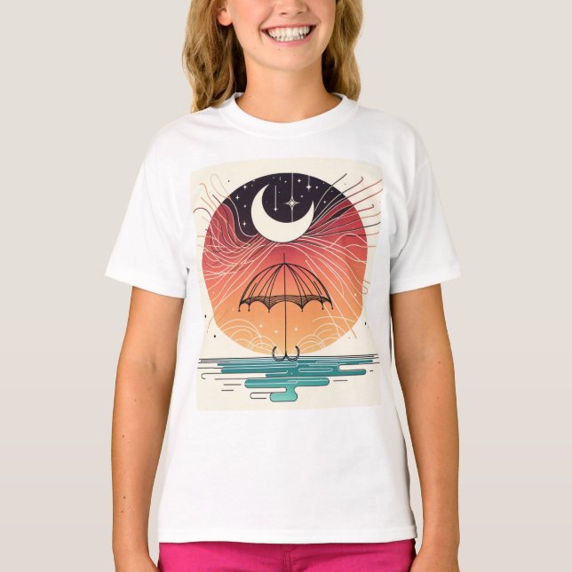 Camiseta Diseño de Tee de Línea de Sueño Boho Moon & Stars (Anverso)