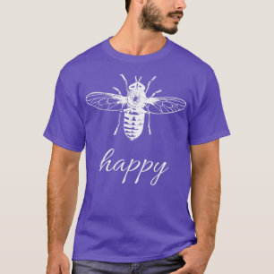 Camiseta Diseño de Tee gráfico de Vintage de Bee Happy