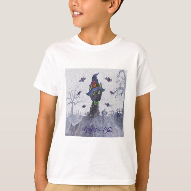 Camiseta Diseño de temas góticos para gatos para niños (Anverso)