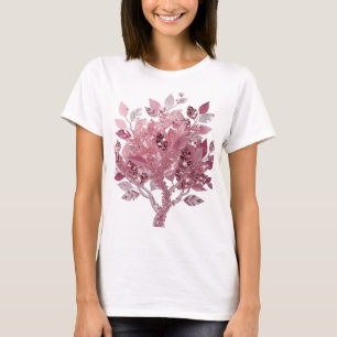 Camiseta Diseño de texto ÁRBOL DE HOJA ROSA de Plata Impact