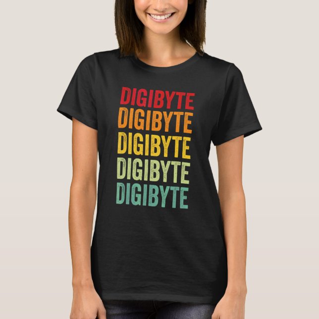 Camiseta Diseño de texto arcoíris de Criptomoneda Digibyte (Anverso)