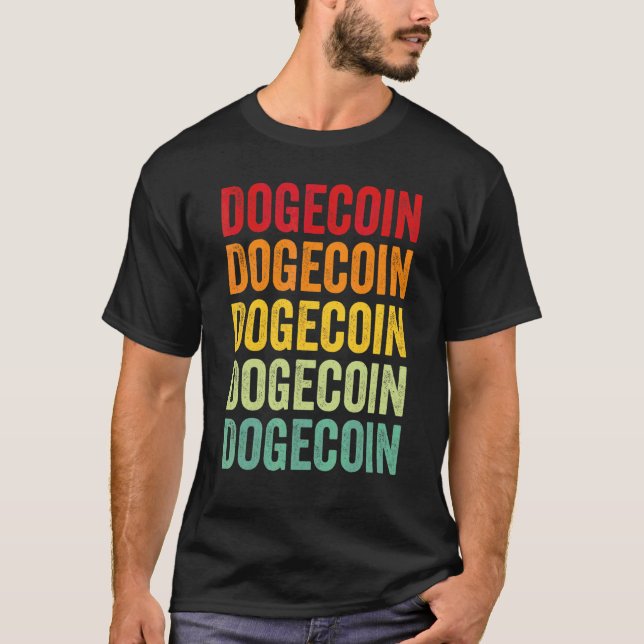Camiseta Diseño de texto arcoíris de criptomonedas Dogecoin (Anverso)