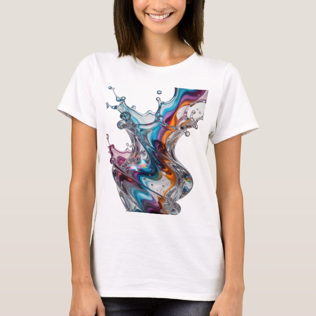 Camiseta Diseño de texto Artístico de Salpicaduras de Agua  (Anverso)