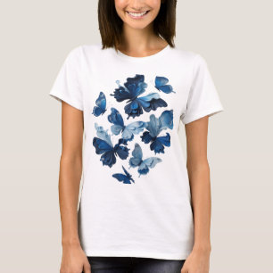 Camiseta Diseño de texto Artístico Mariposas Azules de Plat