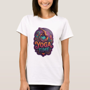 Camiseta Diseño de texto Artístico Morado YOGA TIME