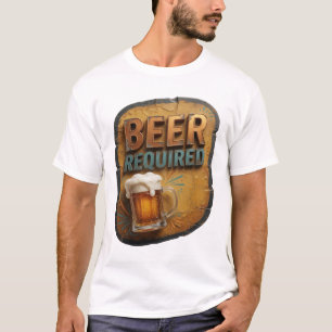 Camiseta Diseño de texto BEER REQUIRED impactante