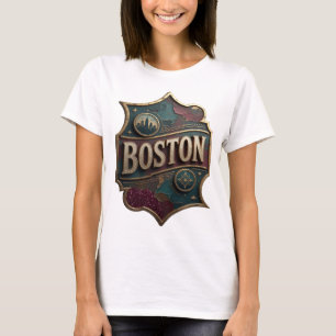 Camiseta Diseño de texto BOSTON en oro impactante