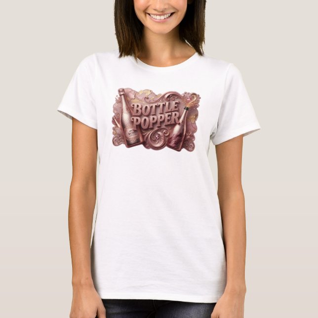Camiseta Diseño de texto BOTTLE POPPER Rojo con Estilo (Anverso)