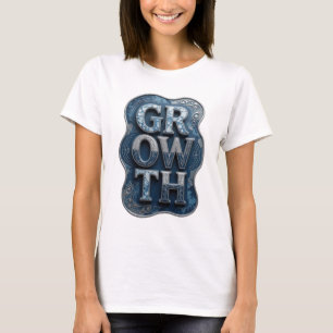 Camiseta Diseño de texto CRECIMIENTO Plateado Elegante