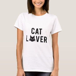 Camiseta Diseño de texto de amante de gato con cara de gato