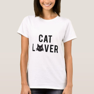 Camiseta Diseño de texto de amante de gato con cara de gato
