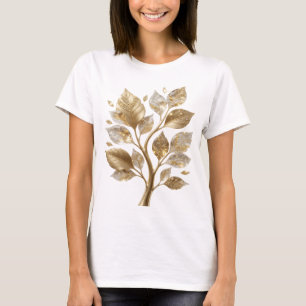 Camiseta Diseño de texto de árbol de hoja dorada Cool Gold