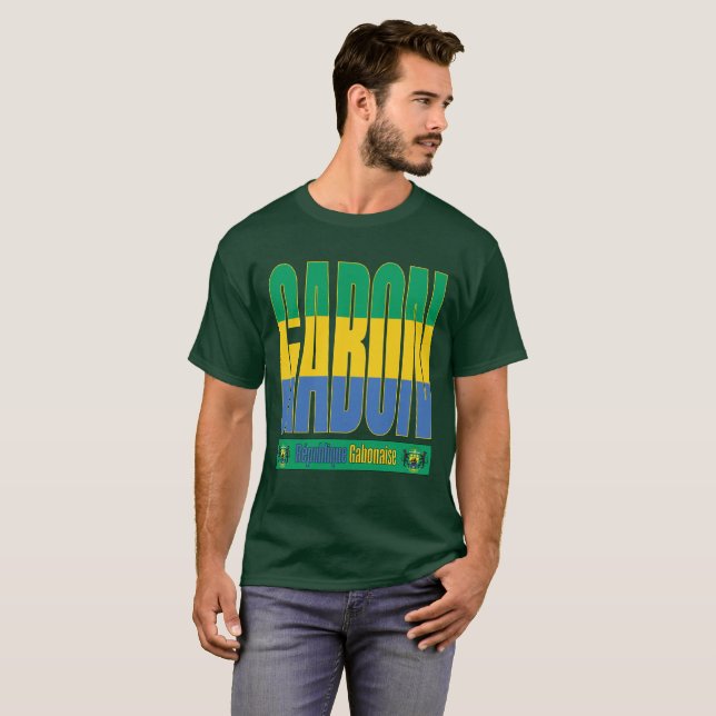 Camiseta Diseño de texto de bandera de Gabón (Anverso completo)