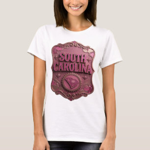 Camiseta Diseño de texto de Carolina del Sur rosa de moda