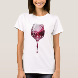 Camiseta Diseño de texto de COPA DE VINO TINTA plateada fre