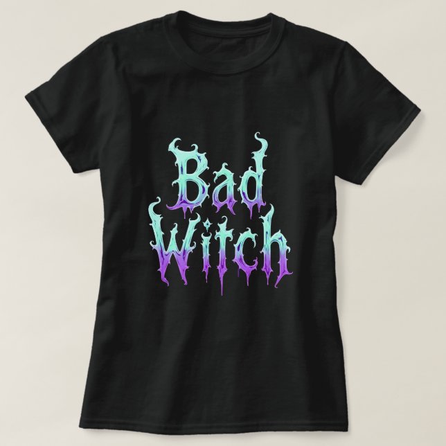 Camiseta Diseño de texto de Halloween espeluznante mala bru (Diseño del anverso)