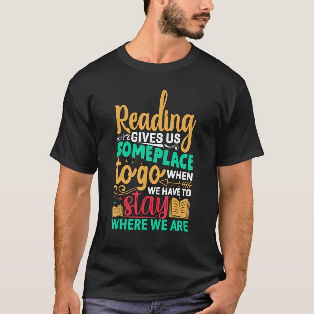 Camiseta Diseño de texto de libro de lectura de comillas de (Anverso)